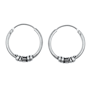 Silver Bali Hoop Earring