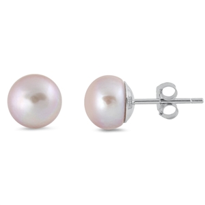 Silver Pearl Earrings - 8mm