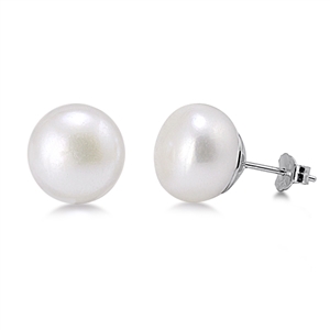 Silver Pearl Earrings - 13mm