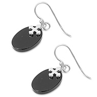 Silver Stone Earrings - Cross