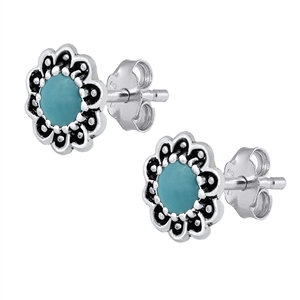 Silver Stone Earrings - Bali