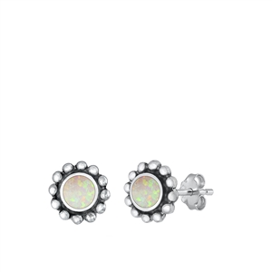 Silver Lab Opal Earring