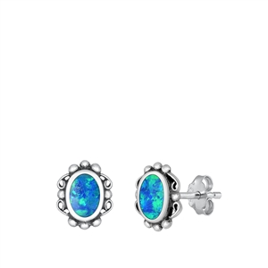 Silver Lab Opal Earrings