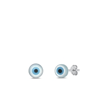 Silver Stone Earrings - Evil Eye
