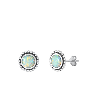 Silver Lab Opal Earrings