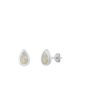 Silver Lab Opal Earrings