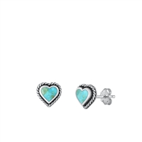 Silver Stone Earrings - Heart