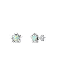 Silver Lab Opal Earring - Flower