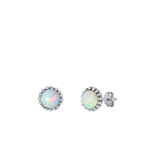 Silver Lab Opal Earring