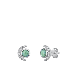 Silver Stone Earrings - Moon