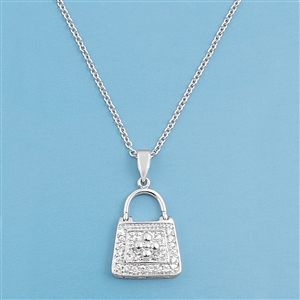 Silver CZ Necklace - Purse