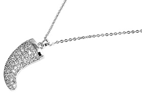 Silver CZ Necklace - Buffalo Horn