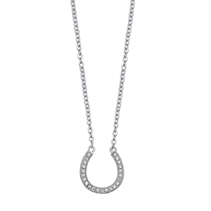 Silver CZ Necklace - Horseshoe