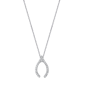 Silver CZ Necklace - Wishbone