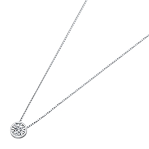 Silver CZ Necklace - Bezel Solitaire