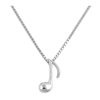 Silver CZ Necklace - Music Note