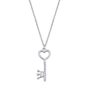 Silver CZ Necklace - Key