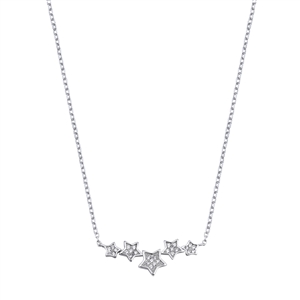 Silver CZ Necklace - Stars
