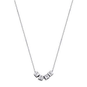 Silver CZ Necklace - Love