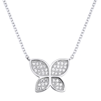 Silver CZ Necklace - Butterfly