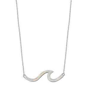 Silver Lab Opal Necklace - Wave