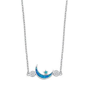 Silver Necklace - Moon & Star