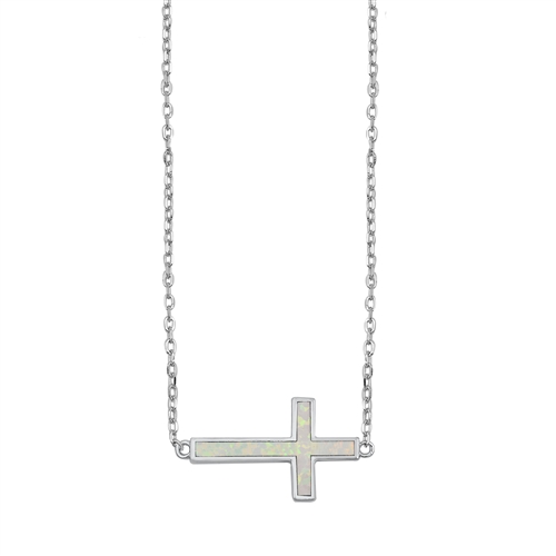 Silver Necklace - Sideways Cross