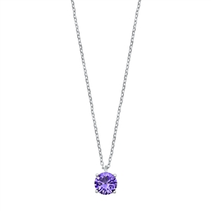 Silver CZ Necklace - Solitaire