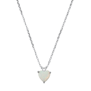 Silver Lab Opal Necklace - Heart