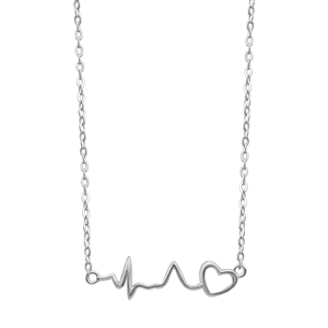 Silver Necklace - Heart Beat & Heart