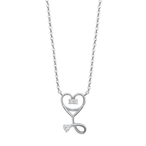 Silver Necklace - Heart Stethoscope