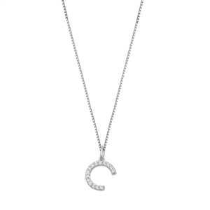 Silver CZ Initial Necklace - C