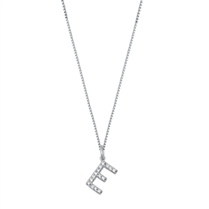 Silver CZ Initial Necklace - E