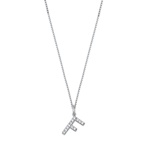 Silver CZ Initial Necklace - F