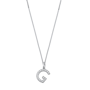 Silver CZ Initial Necklace - G