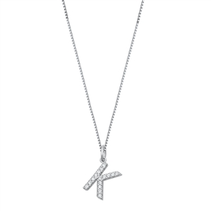 Silver CZ Initial Necklace - K