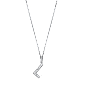 Silver CZ Initial Necklace - L