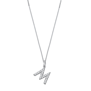 Silver CZ Initial Necklace - M