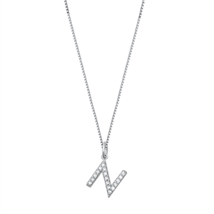 Silver CZ Initial Necklace - N