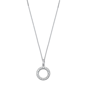 Silver CZ Initial Necklace - O