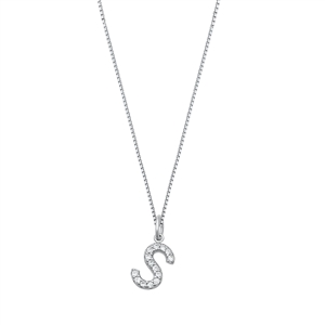 Silver CZ Initial Necklace - S