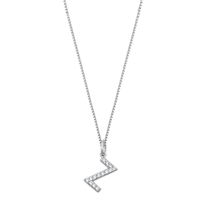 Silver CZ Initial Necklace - Z