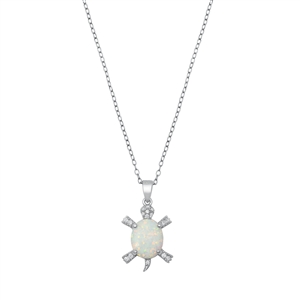 Silver Opal Necklace - Turtle