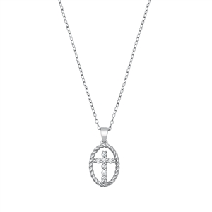 Silver CZ Necklace - Cross