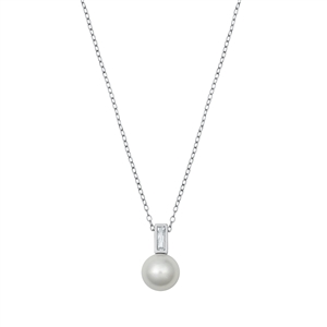 Silver CZ Necklace - Pearl