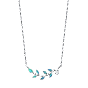 Silver Lab Opal Necklace - Tree Branch