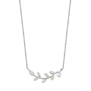 Silver Lab Opal Necklace - Tree Branch