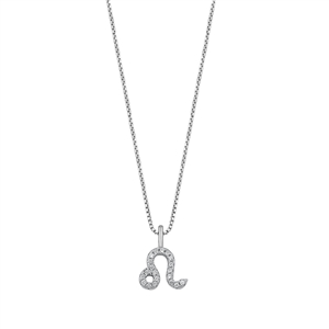 Silver CZ Zodiac Necklace - Leo