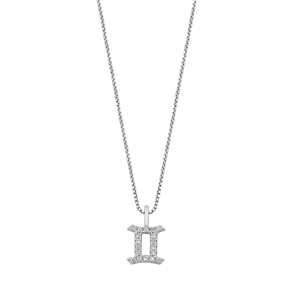 Silver CZ Zodiac Necklace - Gemini