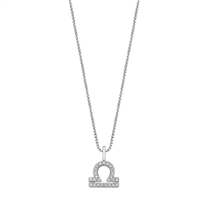 Silver CZ Zodiac Necklace - Libra